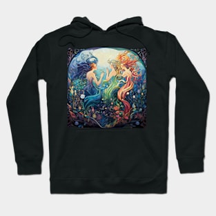 Trio of mermaids floating in color Hoodie